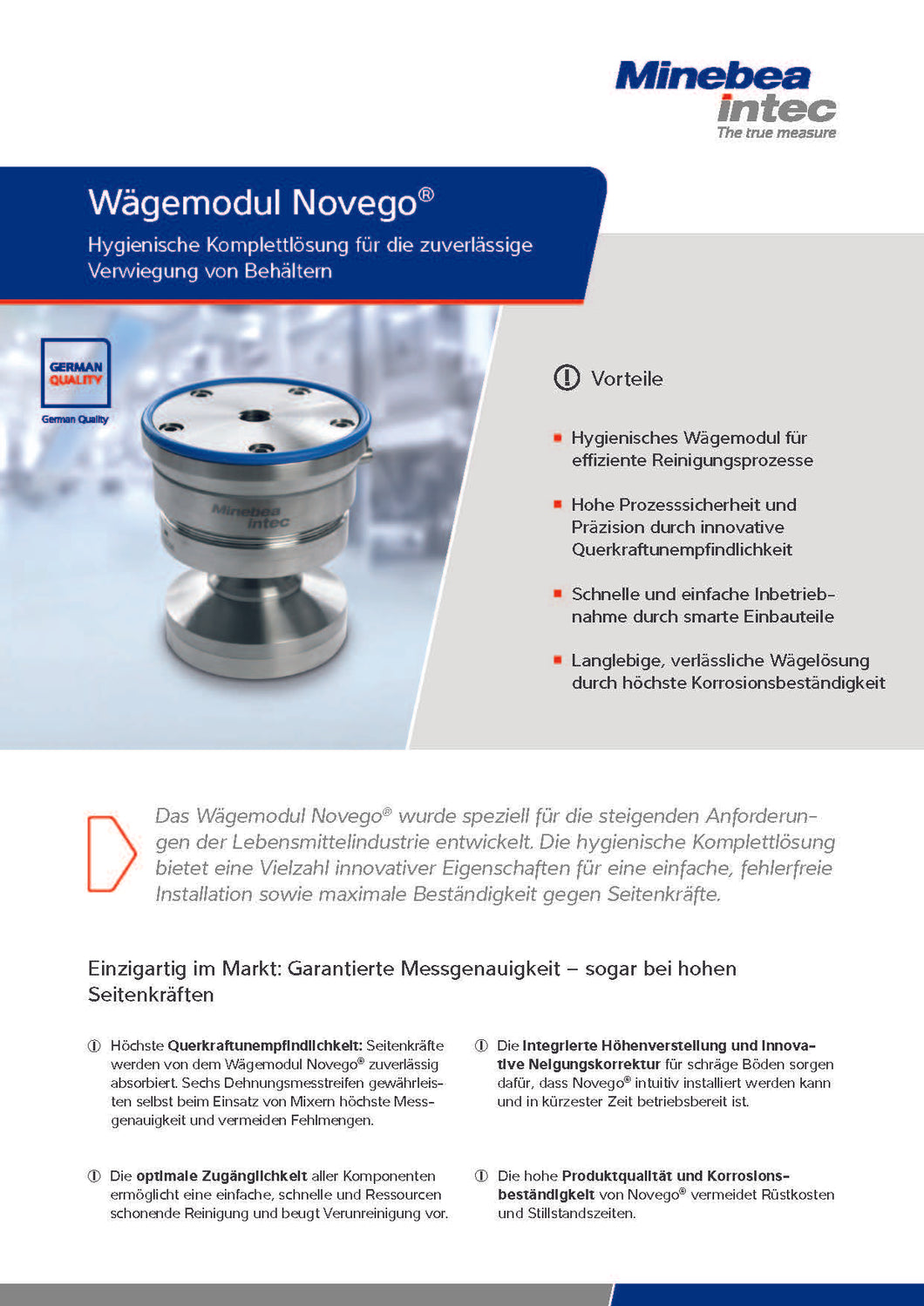 Wägemodul Novego C3, die hygienische Komplettlösung für Behälterwaagen