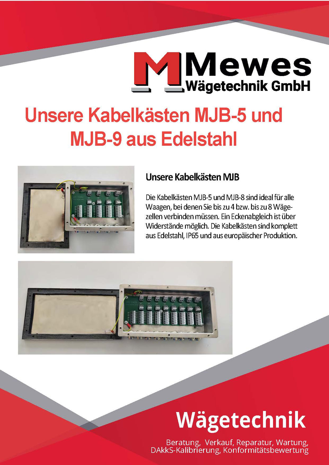 Kabelkasten MJB, Edelstahl, IP65, für bis zu 4 / bis zu 8 Wägezellen